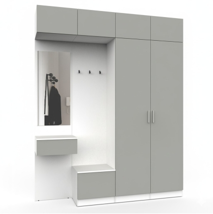 Набор мебели для прихожей "Марсель-210" МР 01-210 В2490 Ш2000 Г420 (ЛДСП Шиншилла серая) Набор мебели для прихожей "Марсель-210" МР 01-210 В2490 Ш2000 Г420 (ЛДСП Шиншилла серая)